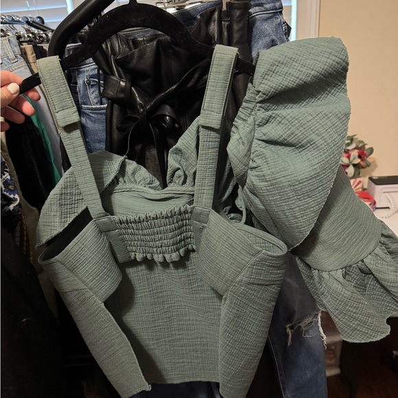 Rachel Comey Green One Shoulder Top - Picture 1 of 5